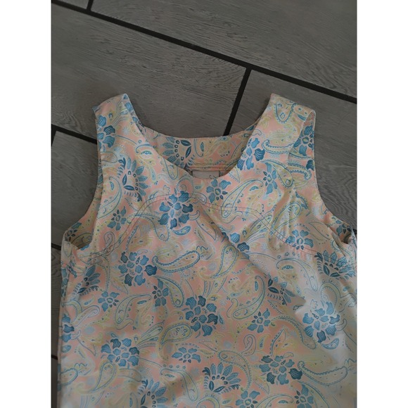 Sahalie Womens Large Pink Blue Paisley Nylon Sleeveless Cargo Pocket Shift Dress - Picture 3 of 5